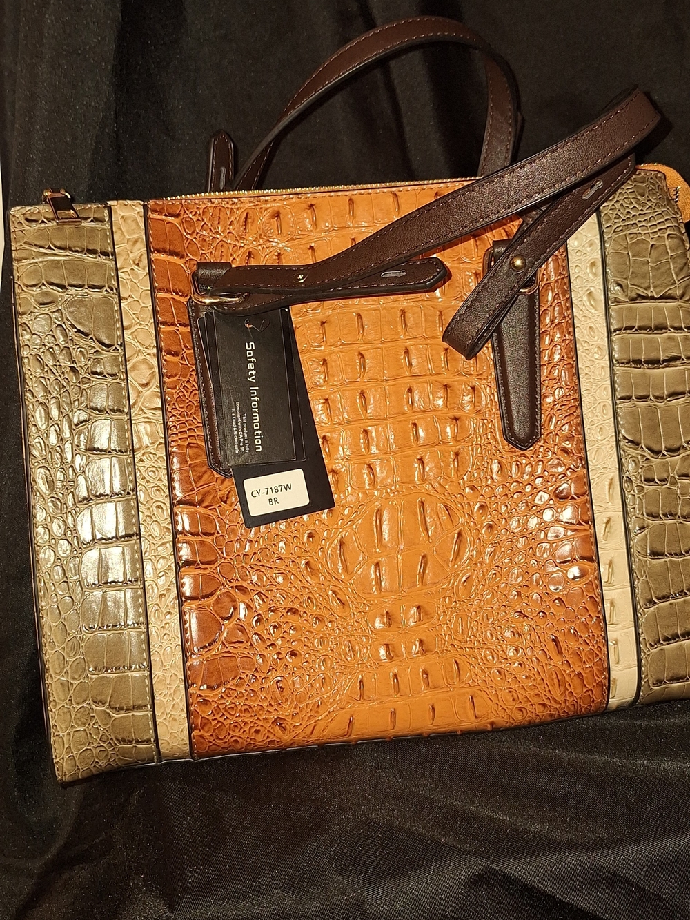 DIOPHY-Woven Leather Tote with Brown Interior